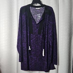 Purple and Black Patterned Blouse